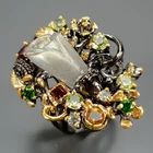 Handmade 5 ct+ Natural Labradorite Ring 925 Sterling Silver Size 8 /R440258