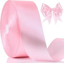 100 Yards Ribbon,1-1/2 Inch Pink Satin Ribbon,Single Face Satin Ribbons, for