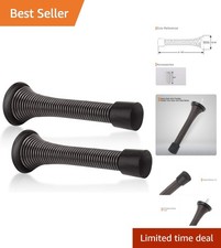 Heavy Duty Bronze Spring Door Stops 2 Pack Wall Mount with Rubber Tips