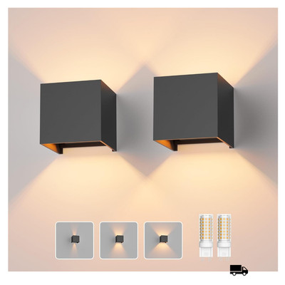 2 x LED Wandlampe G9 3000K Dunkelgrau Außen Innen