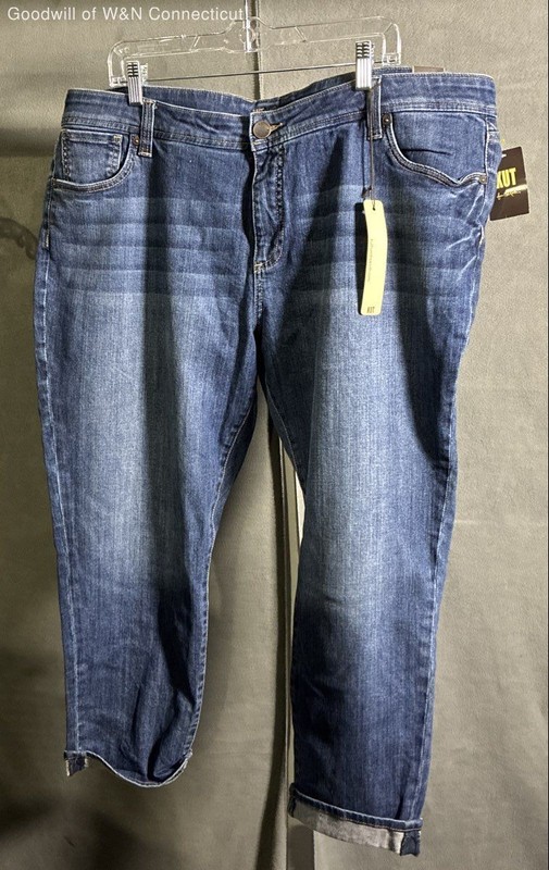 KUT from the cloth Women's Dark Blue Slim Boyfriend Jeans Whiskered NWT Sz 20W