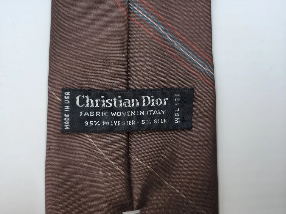 Corbata de Colección Christian Dior Monsieur Cuello Rayas Hecha en Estados Unidos Tejida Italia Seda Poliéster Foto 3 de 4