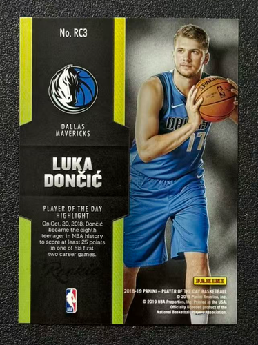 Luka Doncic 2018-19 Panini Player of the Day Rookie RC Mavericks #RC3 9.4*2 - Picture 2 of 3