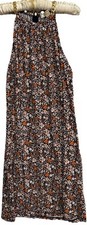 Michael Kors Dress S Cute Sleeveless Floral Print Stretch Knit Gold Chain Straps
