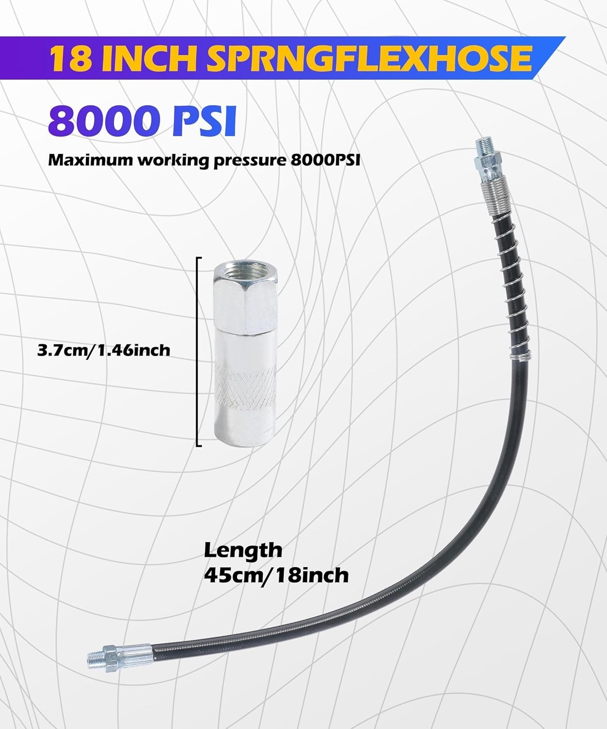 Grease Gun Hose,18 Inch Grease Hose,Car Accessories Flexible Grease Gun Hose,Gre