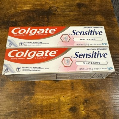 2 Colgate Whitening Toothpaste Sensitive Teeth Enamel Repair Cavity Fresh Mint