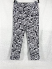 Chico’s Pantalones Mujer’s 1 US 8 Azul Marino Blanco Tobillo So Adelgazante 360 Brigitte Ikat Nuevo