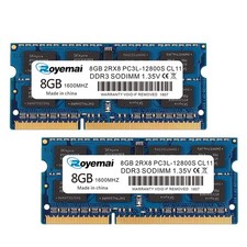 DDR3 12800S 16GB Kit 2x8GB , Royemai PC3L-1600MHz 2Rx8 Laptop Notebook RAM Memo