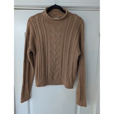 J.Crew Womens Camel Brown rollneck Cable Knit Sweater Small neutral preppy