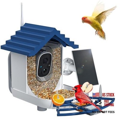 Smart Bird Feeder with Camera Solar Powered & AI Bi rd Indigo Blue