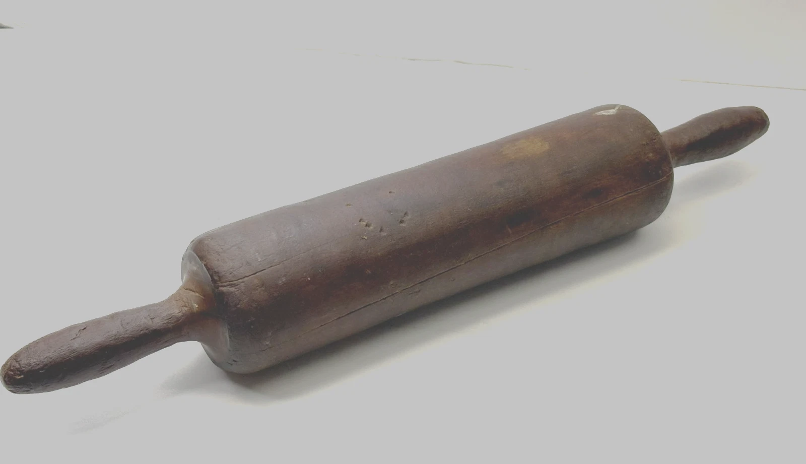 Antique Farmhouse Kitchen Primitive Hand Carved One-Piece Walnut Rolling Pin