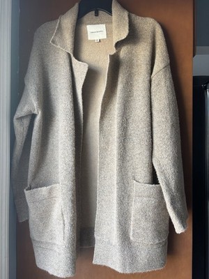 Thread & Supply Beige Open Front Long Sleeve Knit Pocket Cardigan Size Small