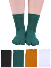 4 Pairs Flip Flop Socks Tabi Split Toe Socks for Men Women Supplies Black, Wh...