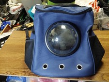 Cat Carrier Backpack Capsule Bubble Window Travel Breathable Small Pet Navy Blue