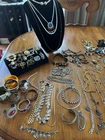 Large Lot Of Vintage Costume Jewelry, Bangles, Necklaces, Beads, Rhinestones Etc