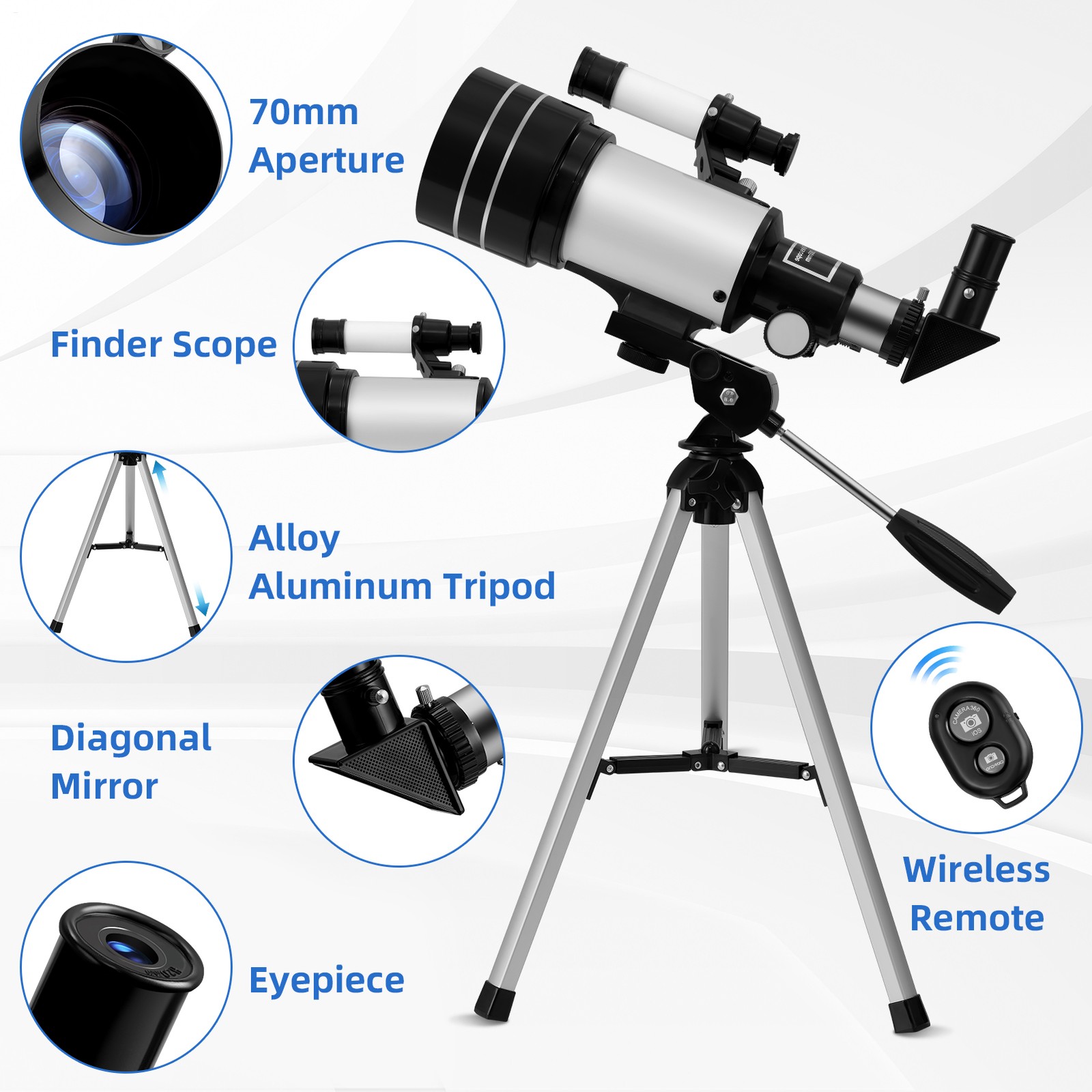 Professional Astronomical Telescope with High Tripod Lunar Mirror HD Viewing