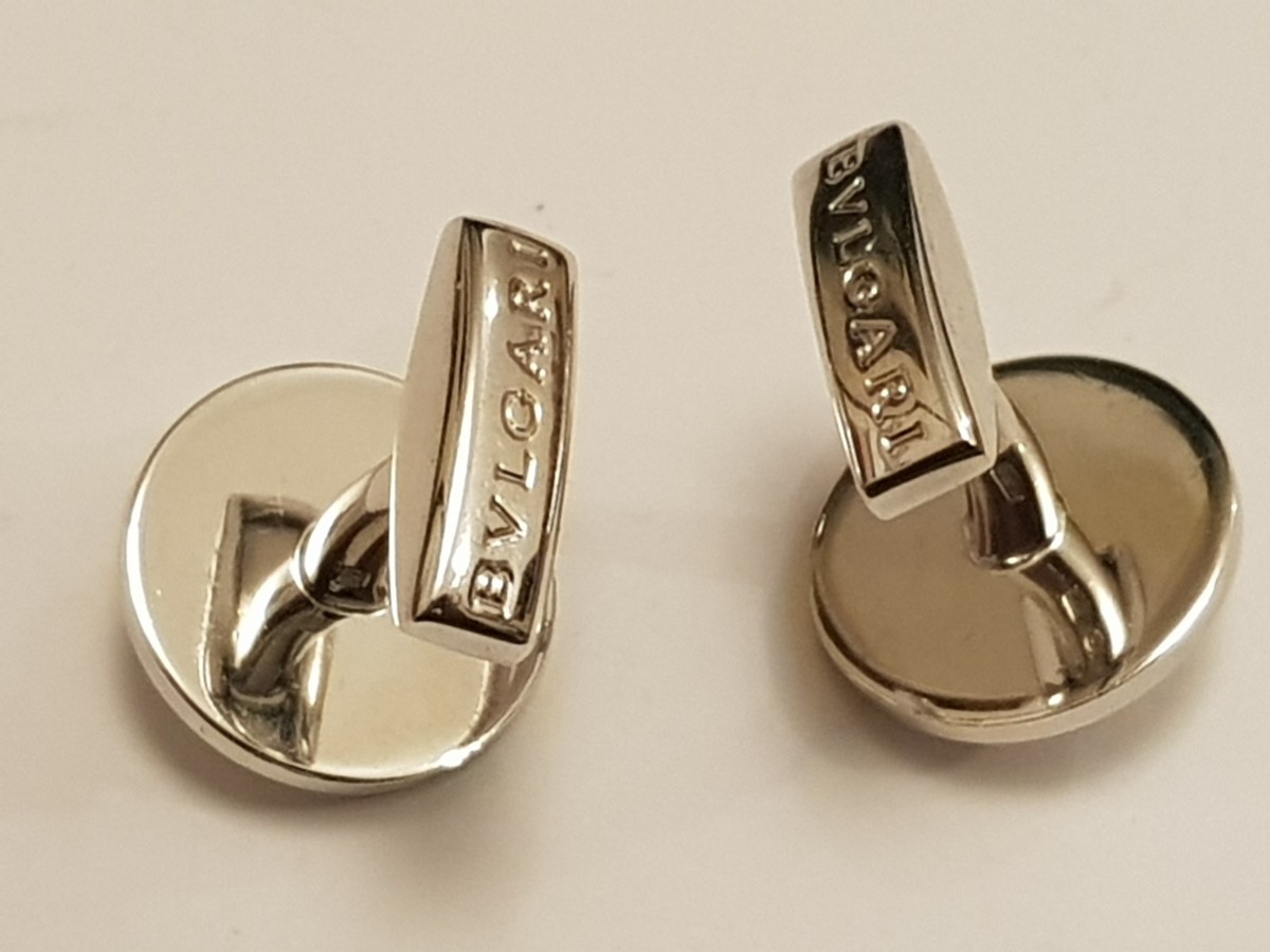 Pair of BVLGARI BULGARI Italy Hallmarked Sterling Silver Cufflinks