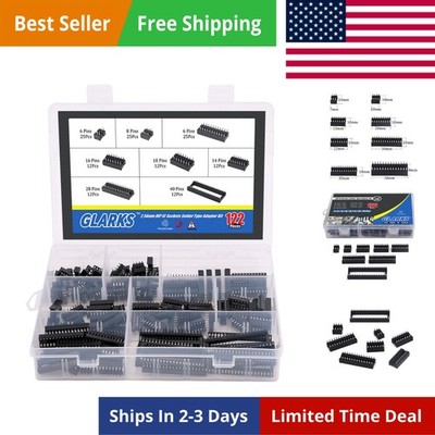122Pcs 2.54mm Pitch 6 8 14 16 18 24 28 40 Pin DIP IC Sockets Solder Type Adap...