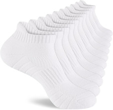 Men'S 100 Cotton Ankle Socks, Athletic Cushioned Running Socks, 6-Pack