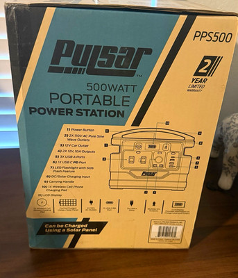 Pulsar PPS500 500W Portable Power Station Solar + Wireless Charging