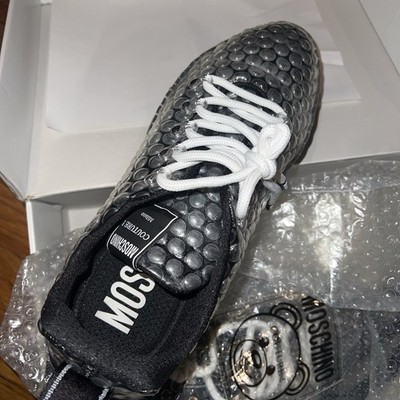 Moschino Couture Bubble Teddy Bear Low Top Sneaker Bubble Sole Black Gray White