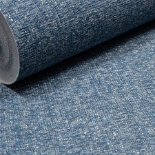 Plain Blue Textured Wallpaper Metallic Shimmer Slightly Imperfect Living Room