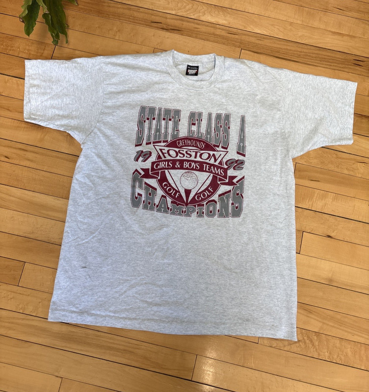 Vintage Fosston MN Greyhounds 1992 Golf State Champions Gray T-Shirt used