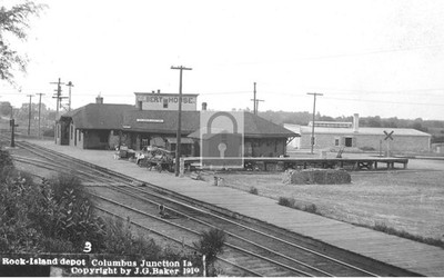 1910 Railroad Train Station Depot Columbus Junction Iowa IA - Reprint