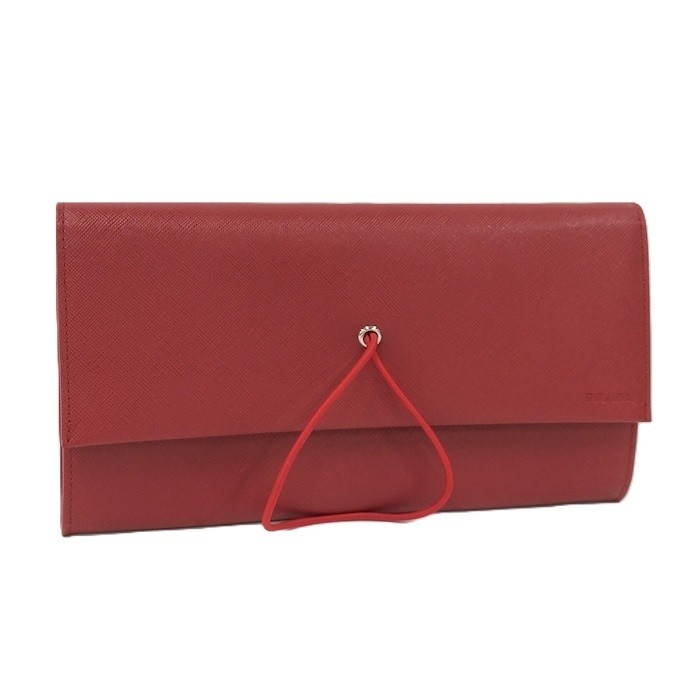 Prada Saffiano Leather Red Travel Clutch Bag 1M1250