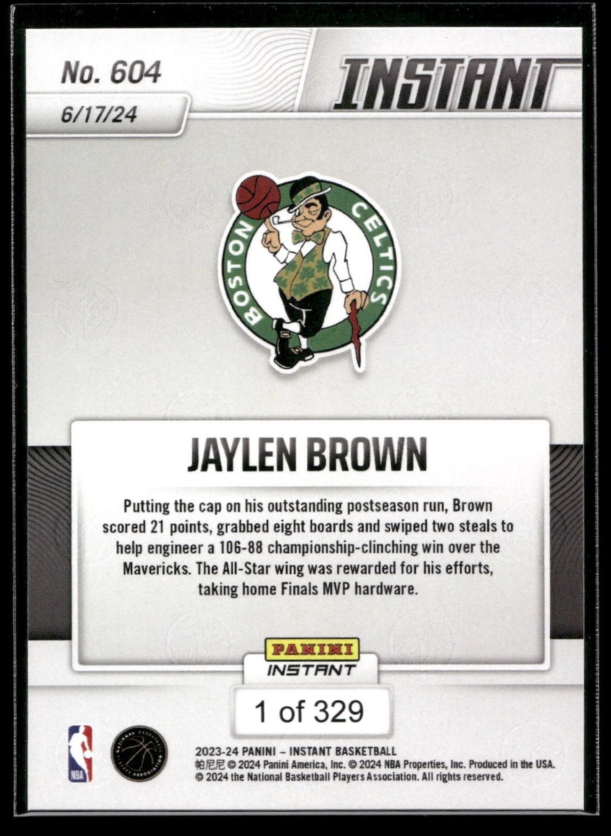 2023-24 Panini Instant Jaylen Brown NBA FINALS MVP 1/329 SP Boston