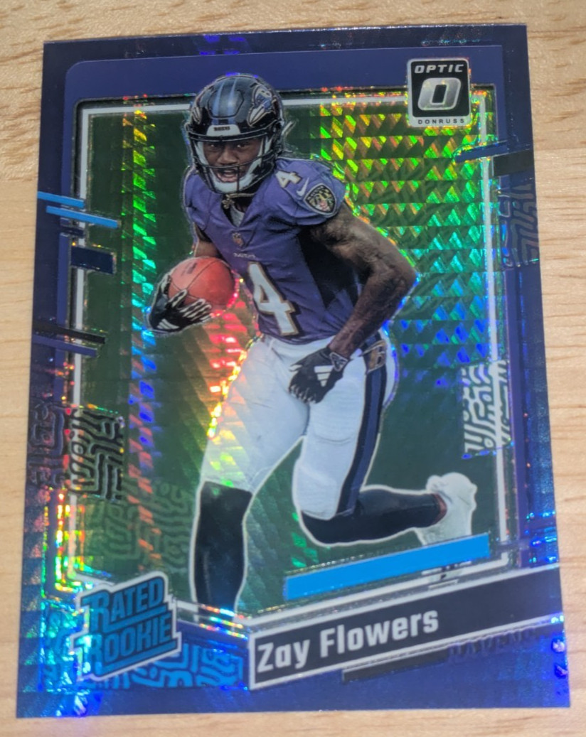 Zay Flowers Baltimore Ravens 2023 Panini Donruss Optic BLUE HYPER PRIZM #210