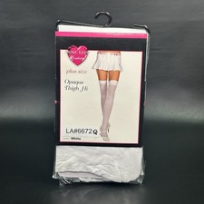 Thigh High Stockings White Opaque Plus Size Halloween Costume Cosplay Rave Dance