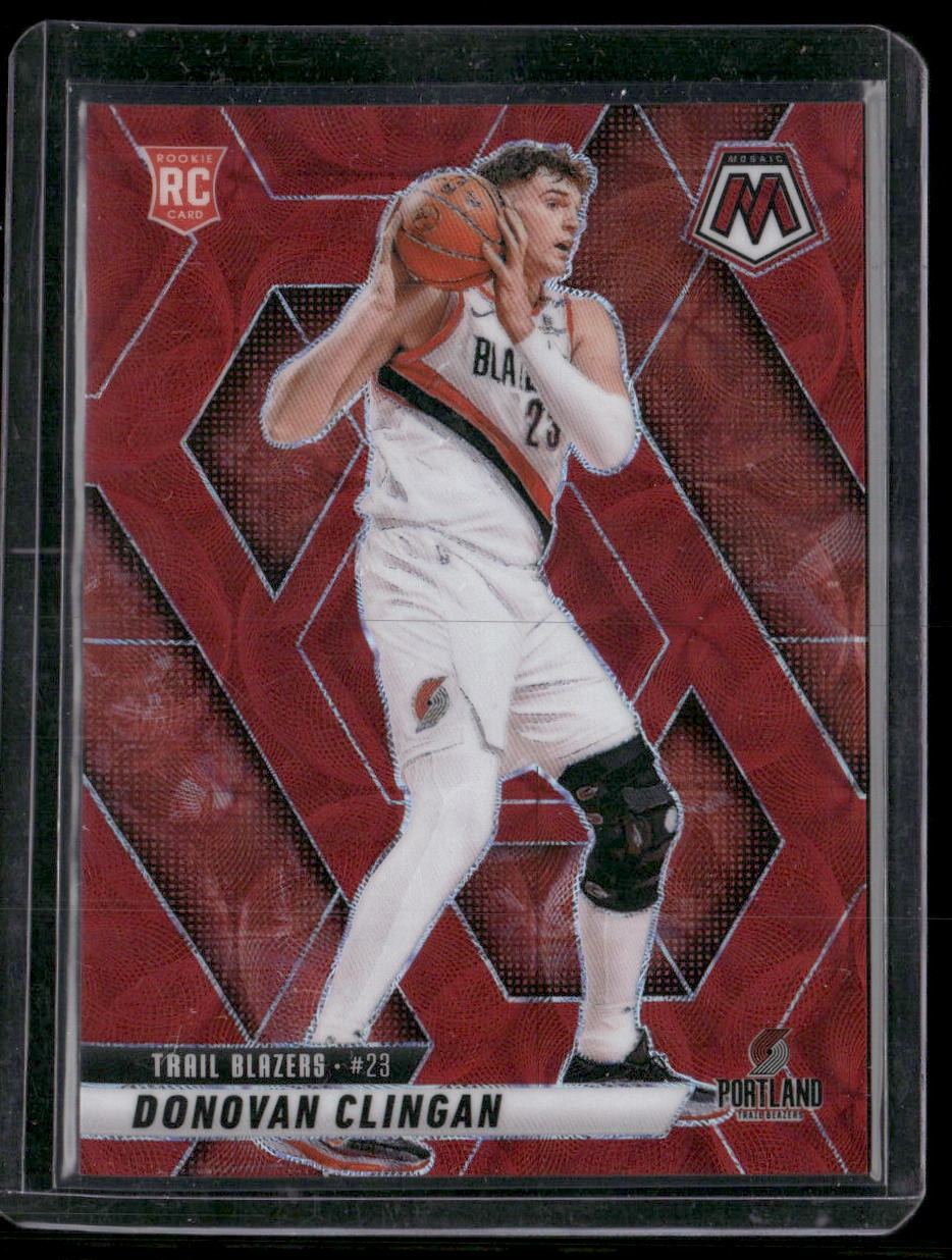 2024-25 Panini Mosaic #246 Donovan Clingan International Red Mosaic #/75