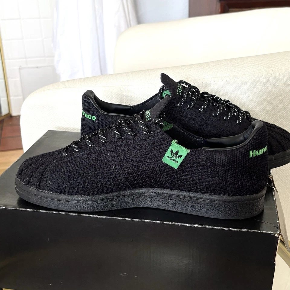 Adidas Pharrell Williams Superstar Prime Knit Black Green 9.5 Jellyfish LV - Image 2 of 4
