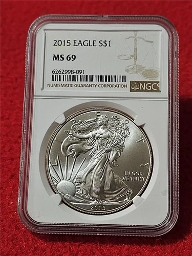 2015  Silver Eagle Dollar ASE NGC MS 69                                   #T1288