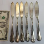 6 Vintage French CHRISTOFLE Silver Plate FISH knives "Rubans" Louis XVI #26