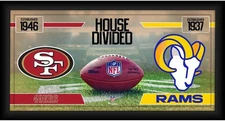 SF 49ers vs. LA Rams Framed 10" x 20" House Divided Football Collage