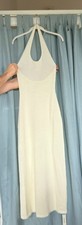 NWT Commense Crochet Knit Cream Halter Maxi Dress Coverup Size Small