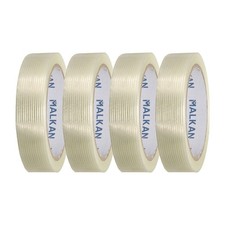 4 Rolls Filament Strapping Tape, 15/16"x21.9yd Fiberglass Striped Packaging