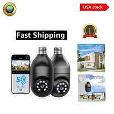 2-Pack LED Bulb Security Cameras with Night Vision - Smart Outdoor Protection