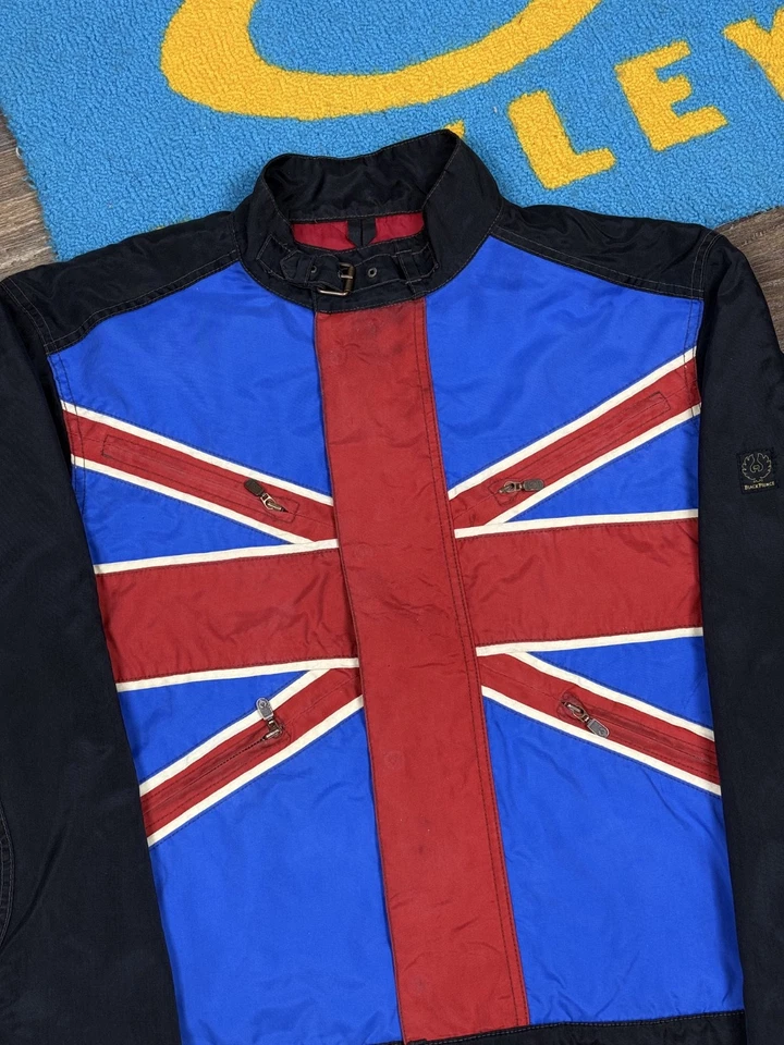 Mens Vintage Belstaff Black Prince British Flag Nylon Biker Jacket Size XXL - Image 4 of 4