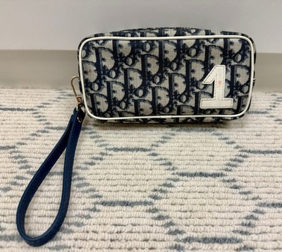 DIOR Vintage Y2K Navy Trotter Monogram Coated Canvas No. 1 Pouch W/ Wristlet