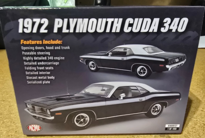 ACME 1/18 1972 PLYMOUTH CUDA 340 BLACK A1806137 1 OF 490 | eBay