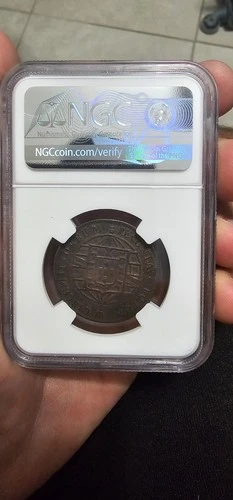 1818R Brazil 20 Reis Copper Coin – King João VI – NGC AU Details (Corrosion)
