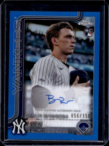 2025 Topps Chrome Update Ben Rice Rookie Debut Auto RC Blue Refractor #/150