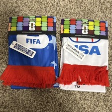 FIFA Officially Licensed Soccer Scarf Blue w/ White  Red Team USA 2 Pack