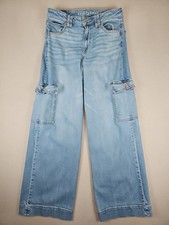 American Eagle Jeans Women's Size 8 28x31 Super High-Rise Baggy Wide Leg Cargo