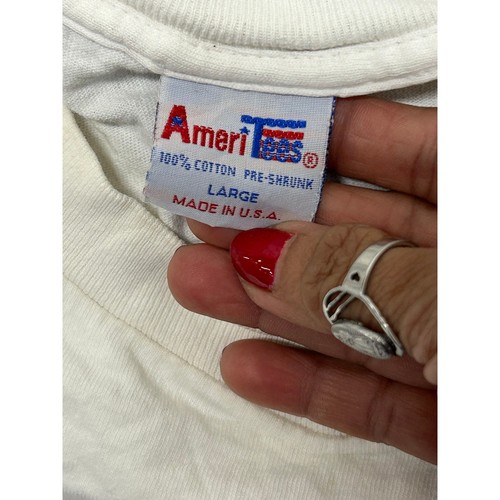 AmeriTees T-Shirt Mens Large White Pilot Wife Graphic Novelty USA Made Cotton - Picture 4 of 6