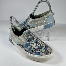 Disney Lilo Stitch Girls Slip-On Sneakers - Size 2 - Silver Glitter