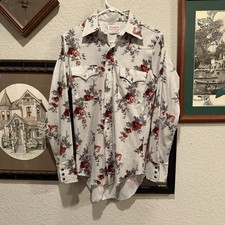 Vintage 60s/70s RARE Wrangler Polyester Men  s Floral Button Shirt Size Small